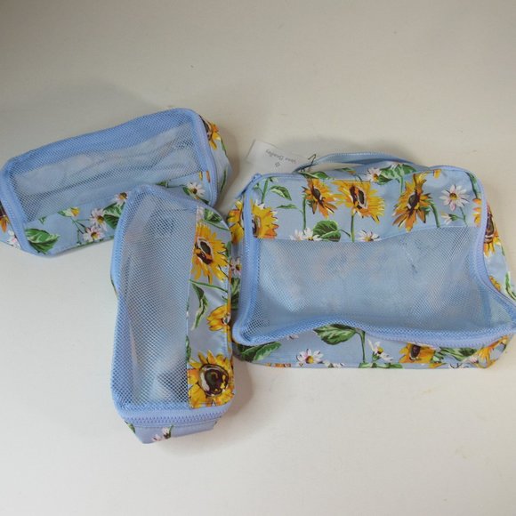 Vera Bradley Travel Organizer Packing Cube Trio Reactive Pattern Sunflower Sky - Picture 4 of 6